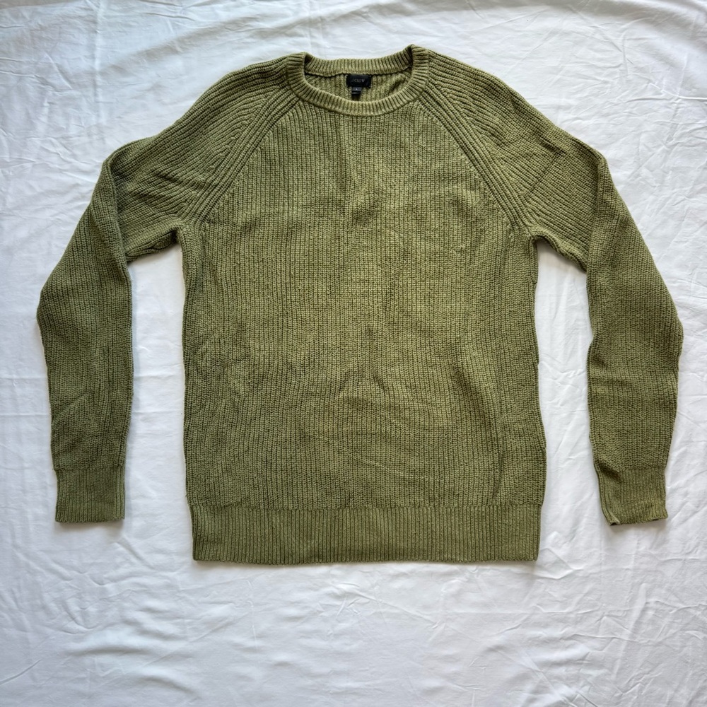 J. Crew - Men's Olive Green Cable Knit Sweater Large